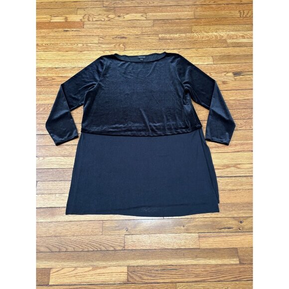 J. Jill Wearever Collection Velvet Tunic Top Sz XL Black Long Sleeves Side Slit - Picture 1 of 7